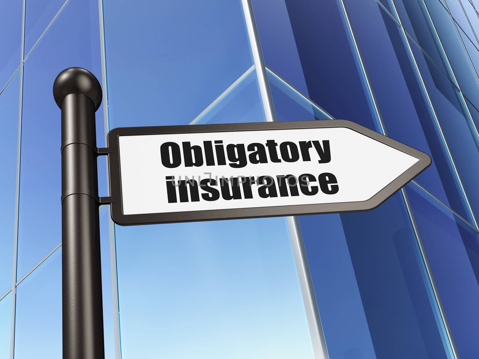 Insurance concept: sign Obligatory Insurance on Building background, 3d render
