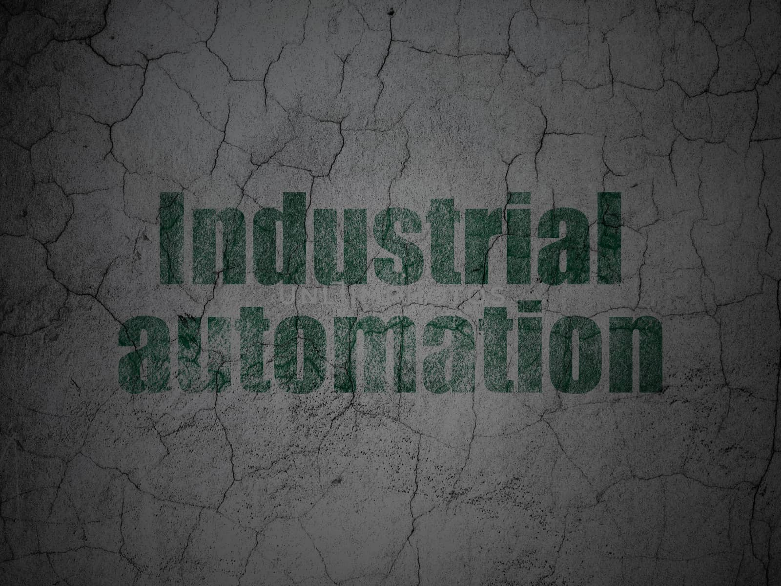 Industry concept: Green Industrial Automation on grunge textured concrete wall background