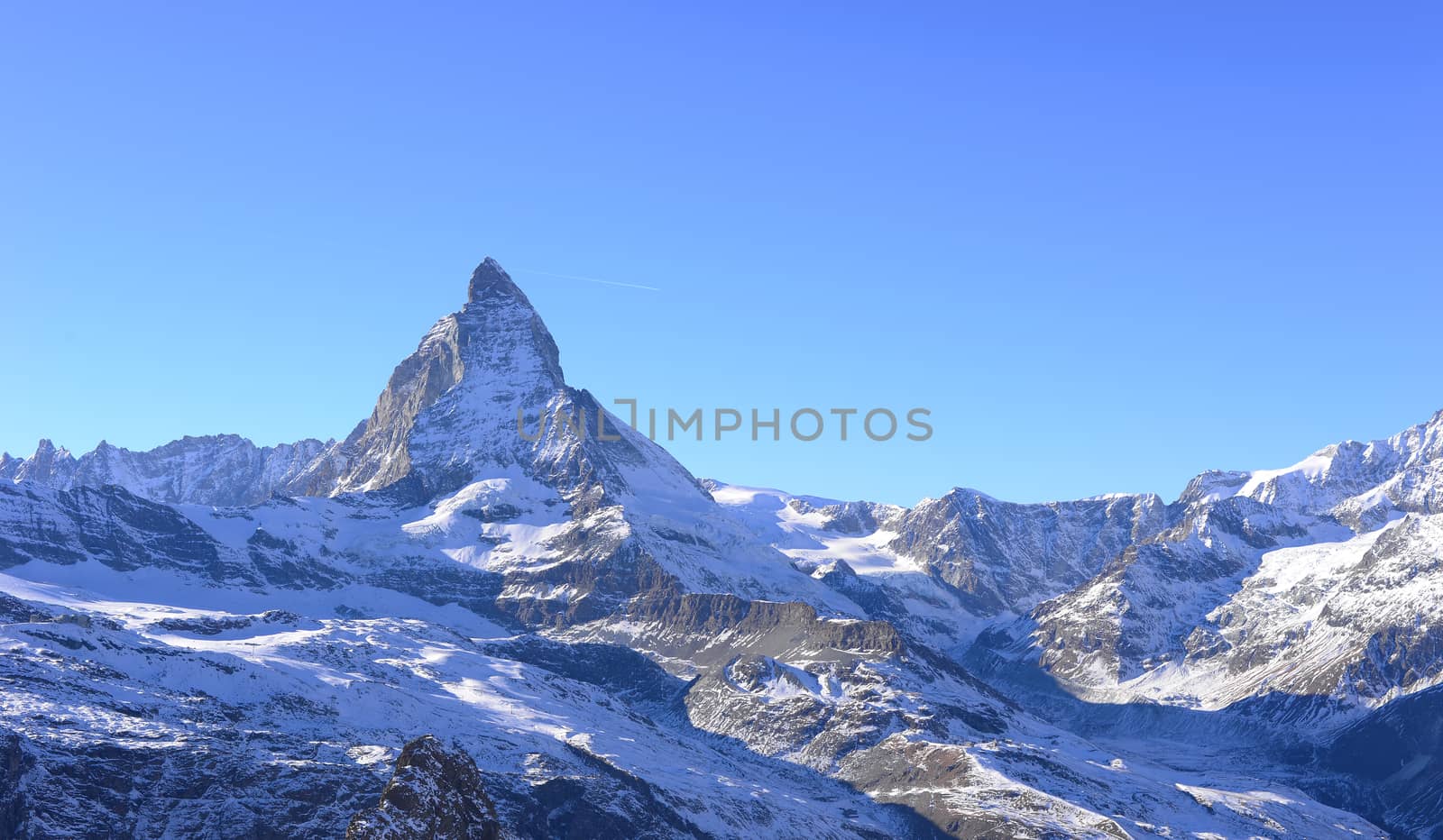 The most beautiful Swiss Alps, Matterhorn in Zermatt with tourist, Switzerland.