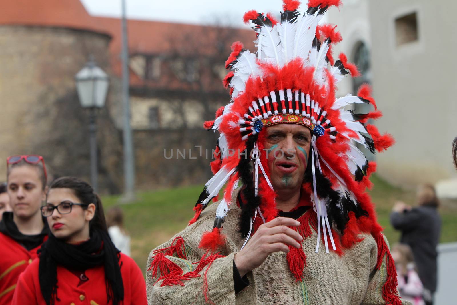 Carnival parade on Shrove Saturday. Carnival masks from Croatia.They banish away the winter. Zagreb, Croatia February 02, 2013.
