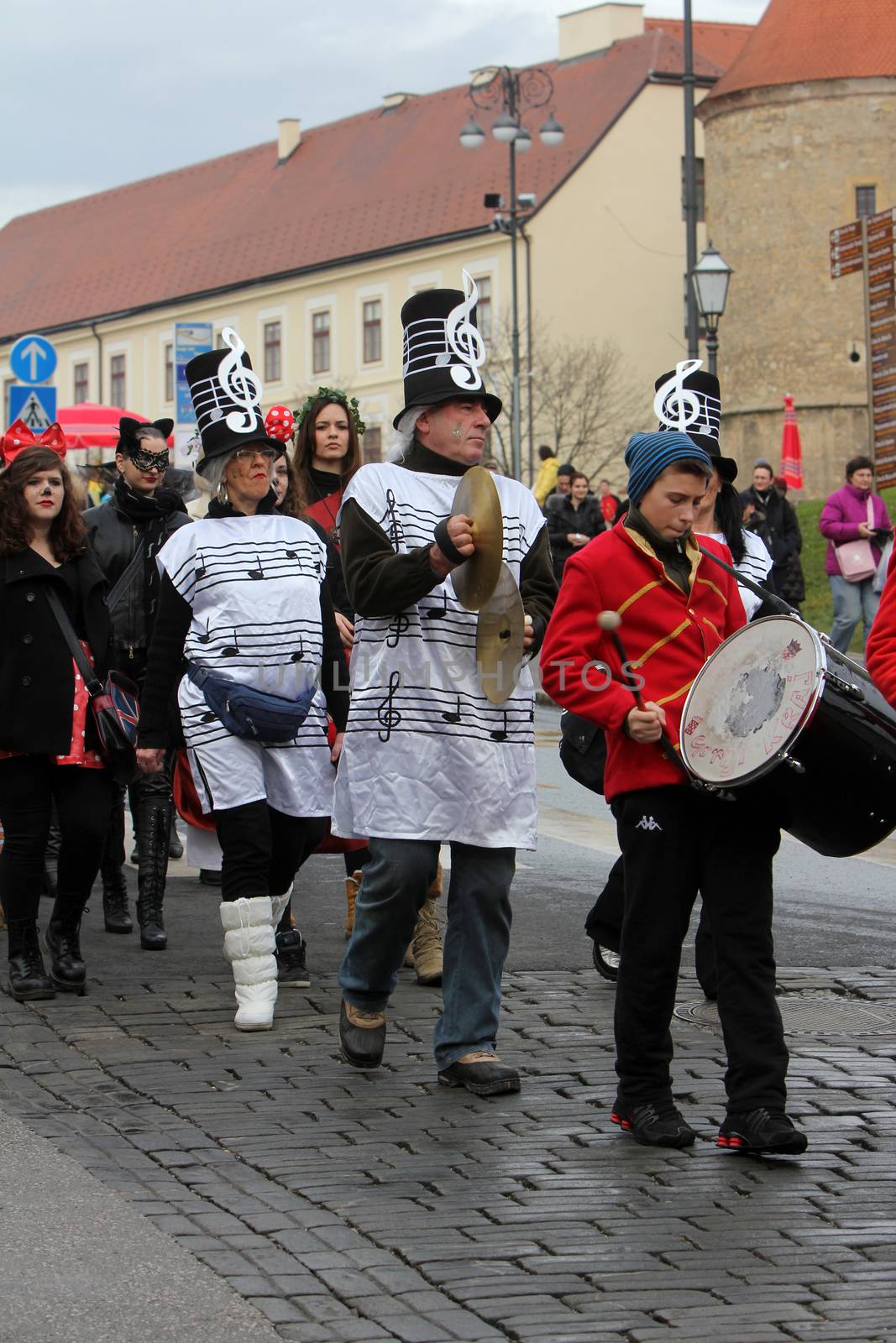 Carnival parade on Shrove Saturday. Carnival masks from Croatia.They banish away the winter. Zagreb, Croatia February 02, 2013.