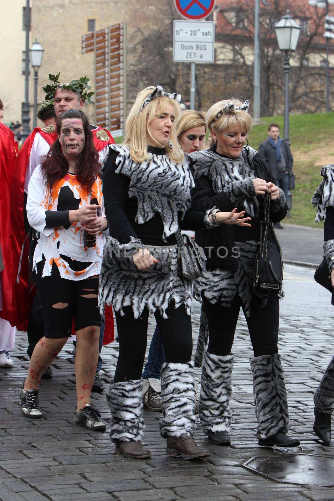 Carnival parade on Shrove Saturday. Carnival masks from Croatia.They banish away the winter. Zagreb, Croatia February 02, 2013.