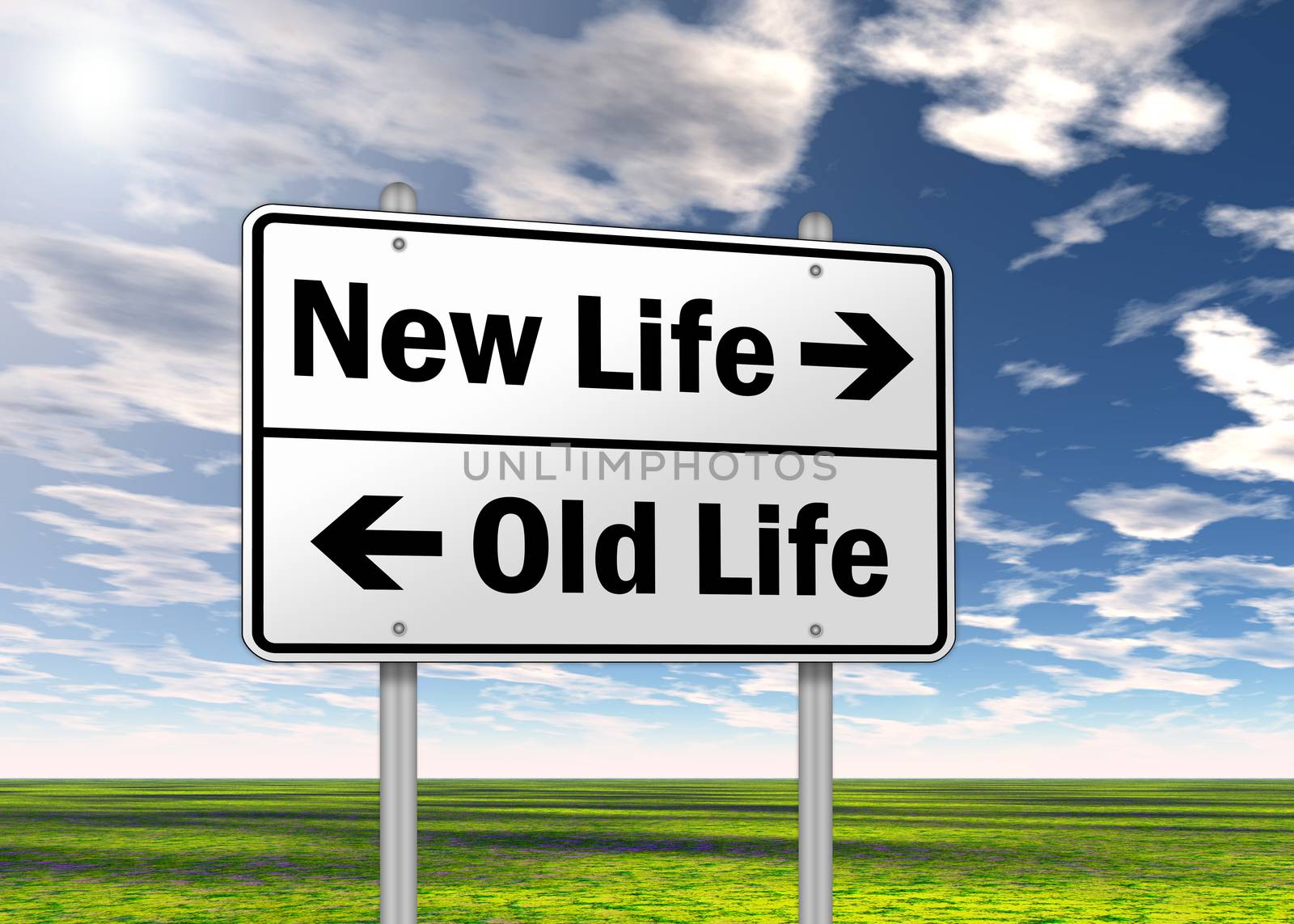 Traffic Sign "New Life vs. Old Life" by mindscanner