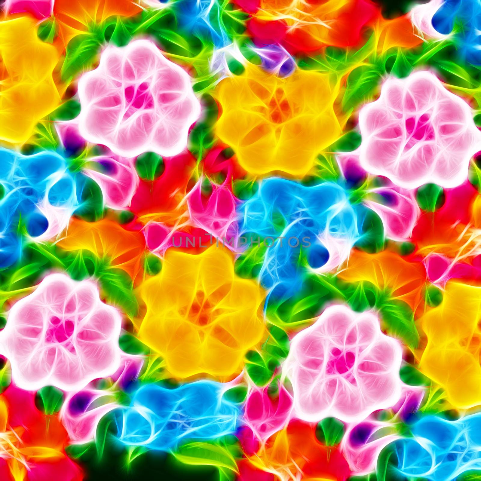 colorful flowers pattern background by CherJu