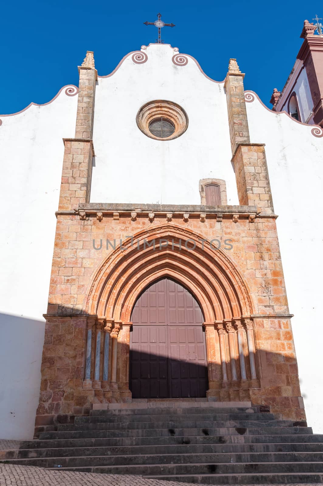 Gothic main portal of Silves Cathedral, Algarve, Portugal