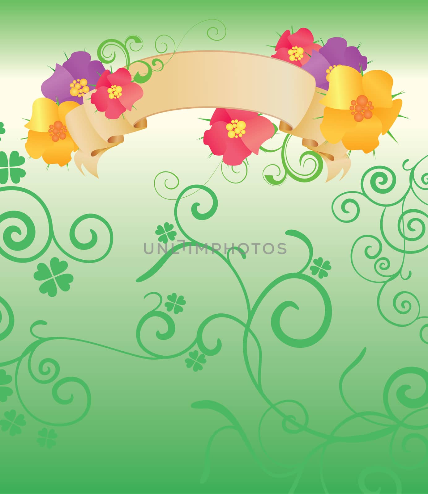 green background with flowers banner