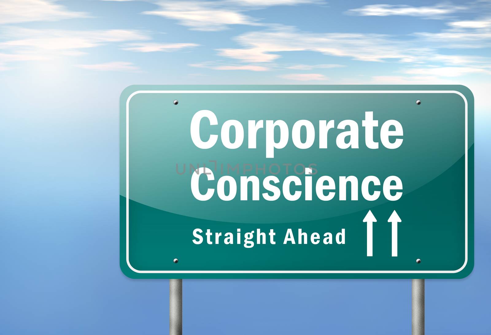 Highway Signpost with Corporate Conscience wording
