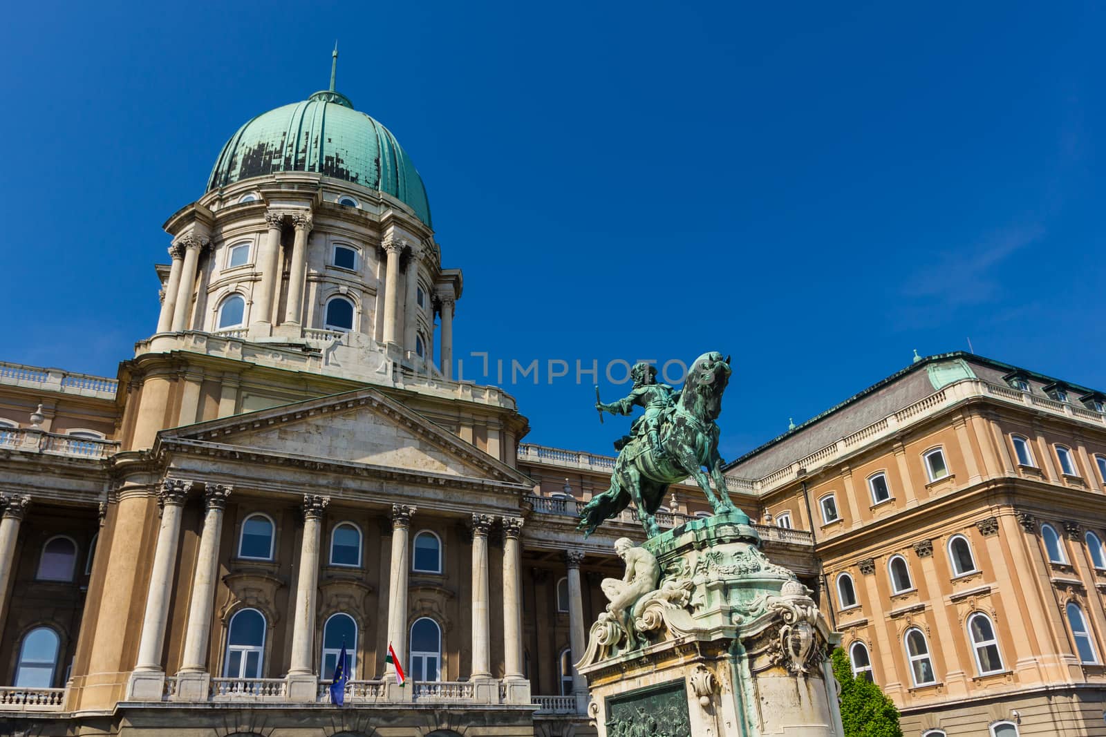 Statue of Prince Eugene of Savoy in the court of Buda castle in Budapest Hungary