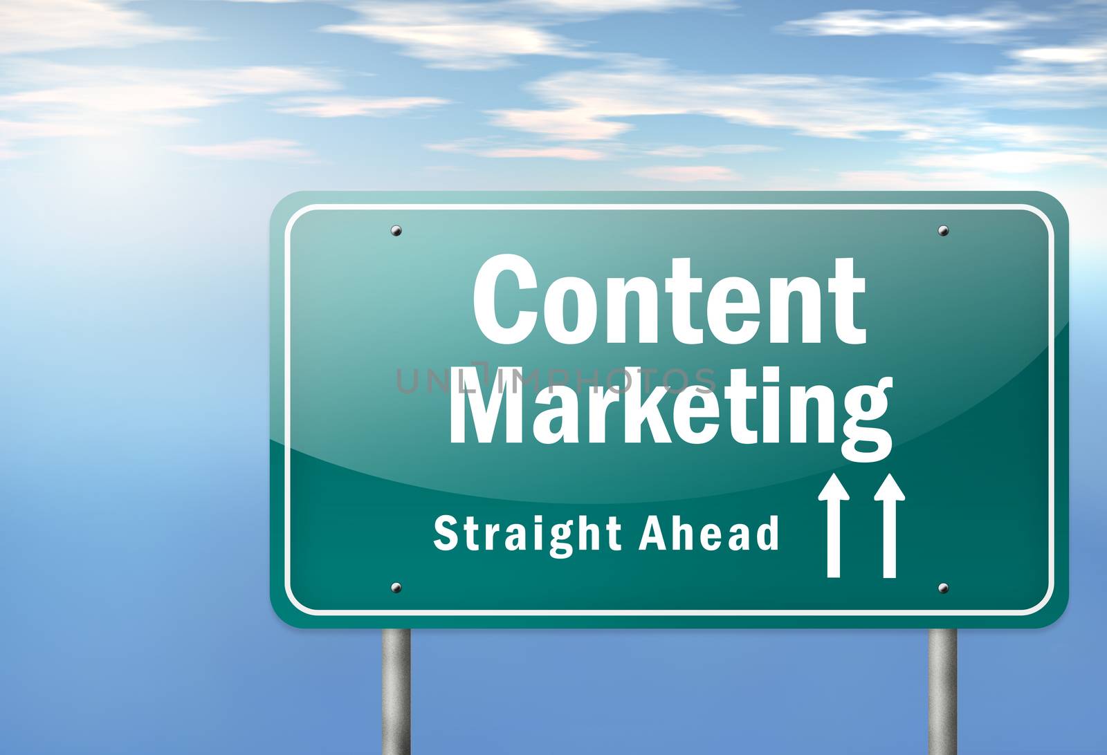 Highway Signpost with Content Marketing wording