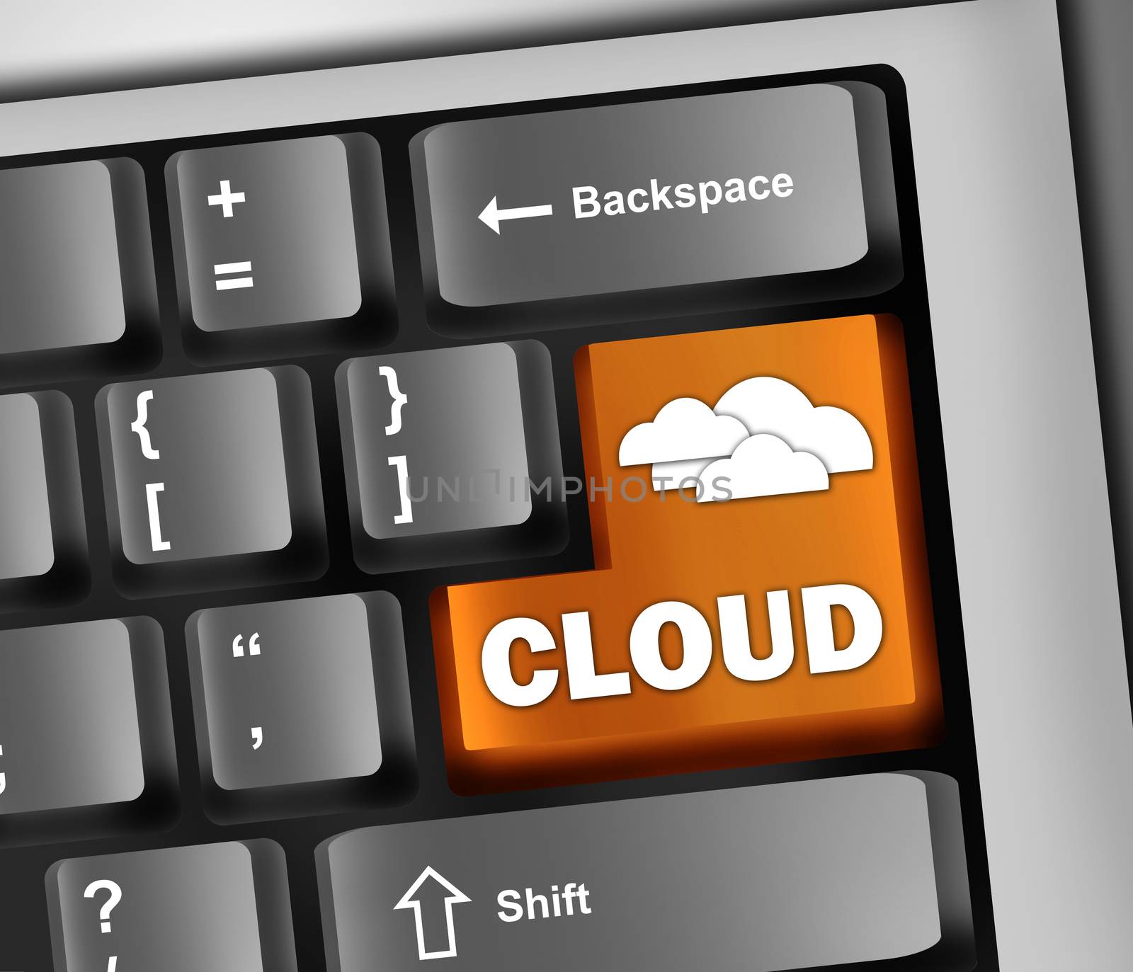 Keyboard Illustration "Cloud Computing" by mindscanner