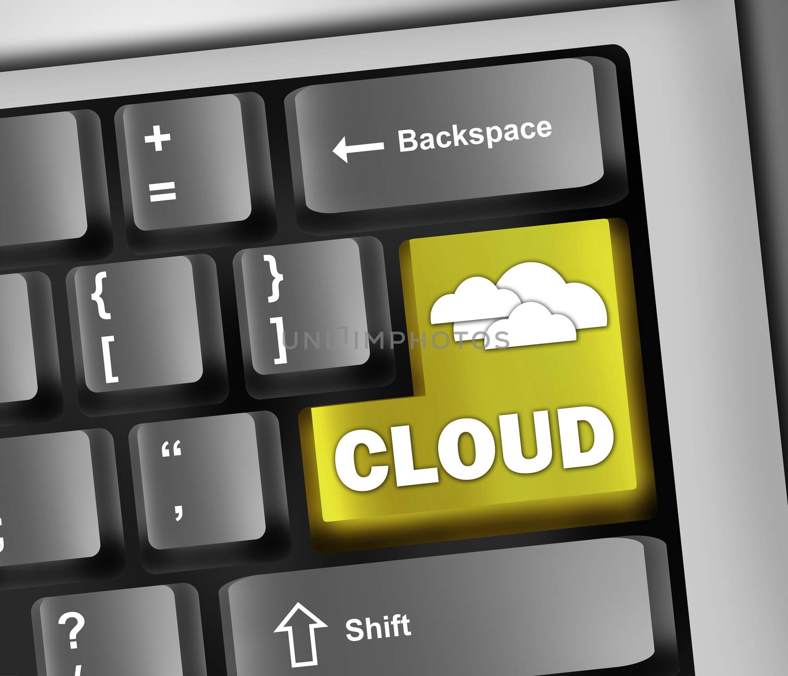Keyboard Illustration "Cloud Computing" by mindscanner