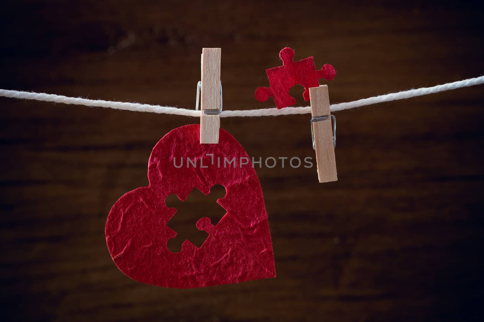 heart love jigsaw on cloth rope by blackzheep