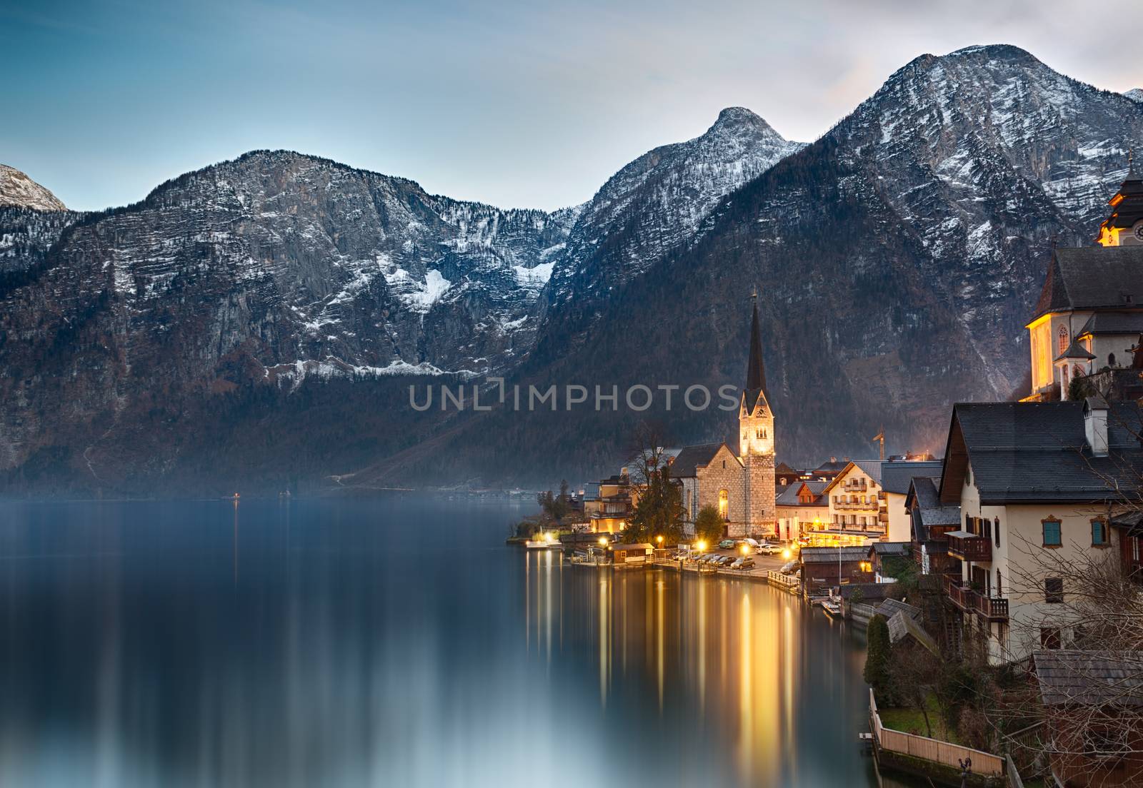 Dusk at Lake Hallstatt, Salzkammergut, Austrian Alps by fisfra