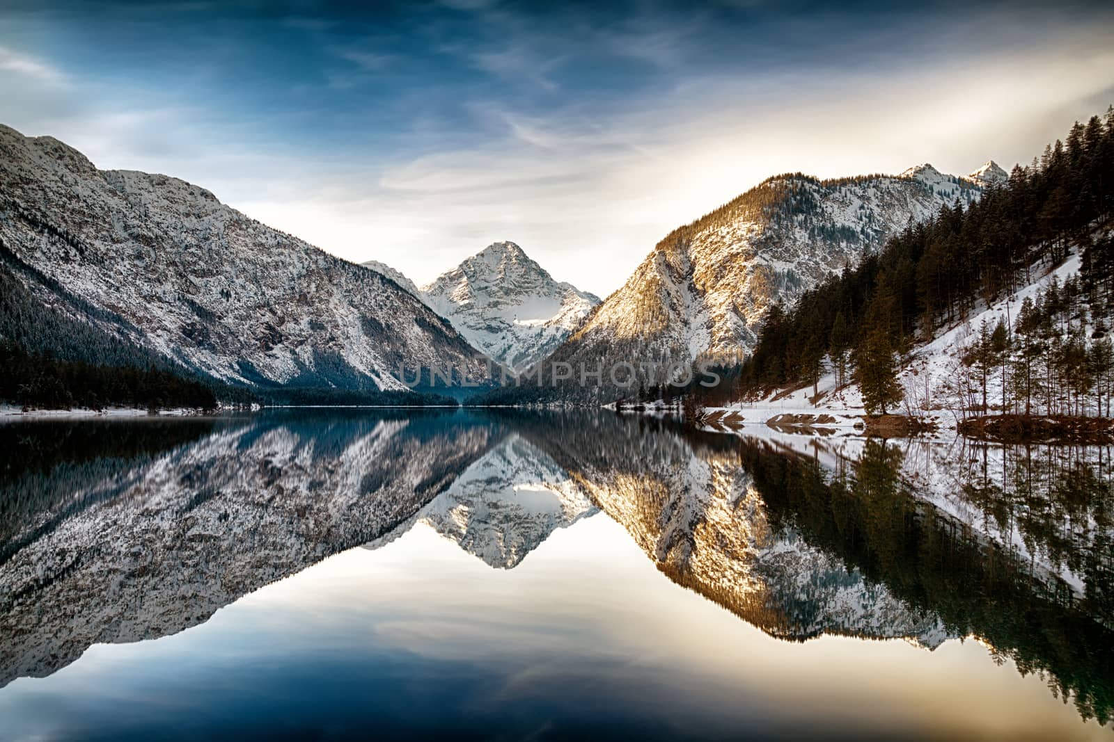 Reflection at Plansee (Plan Lake), Alps, Austria by fisfra