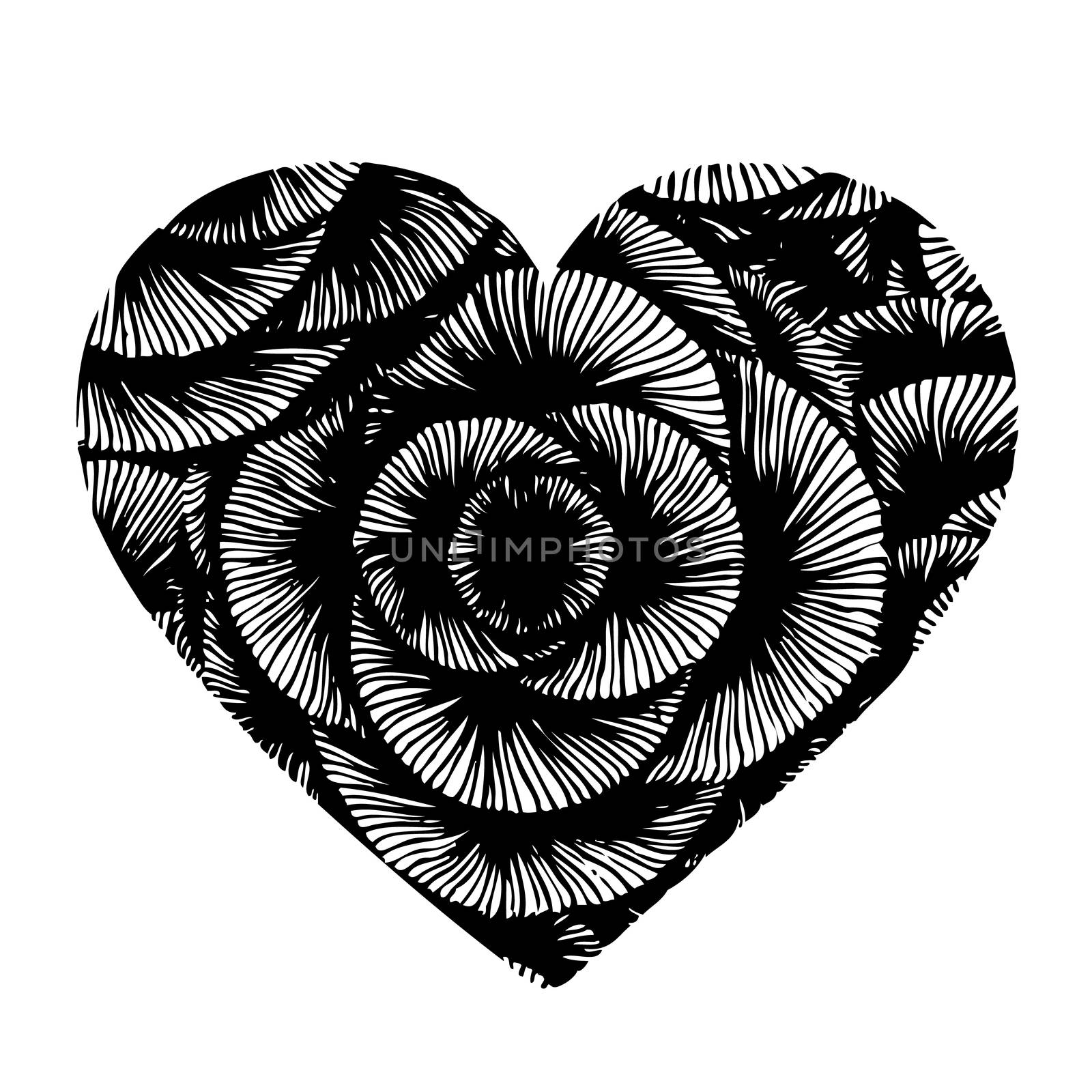 doodle design in heart shaped on white background