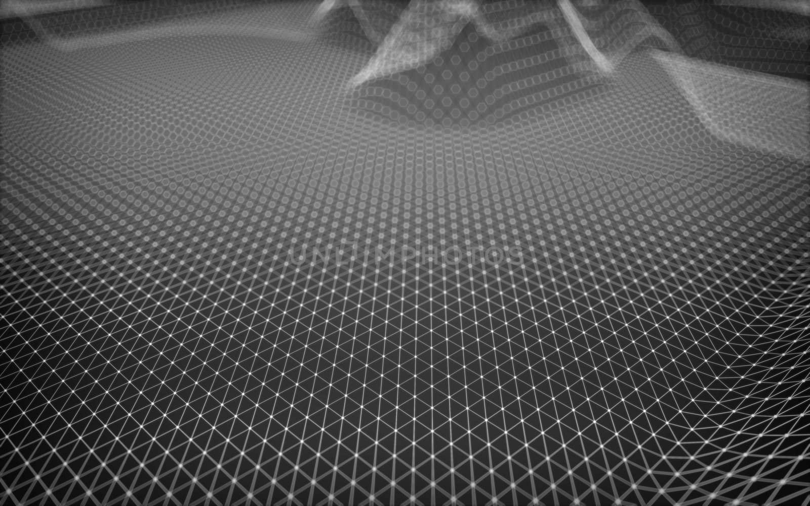 Abstract polygonal space low poly dark background with connecting dots and lines. Connection structure.