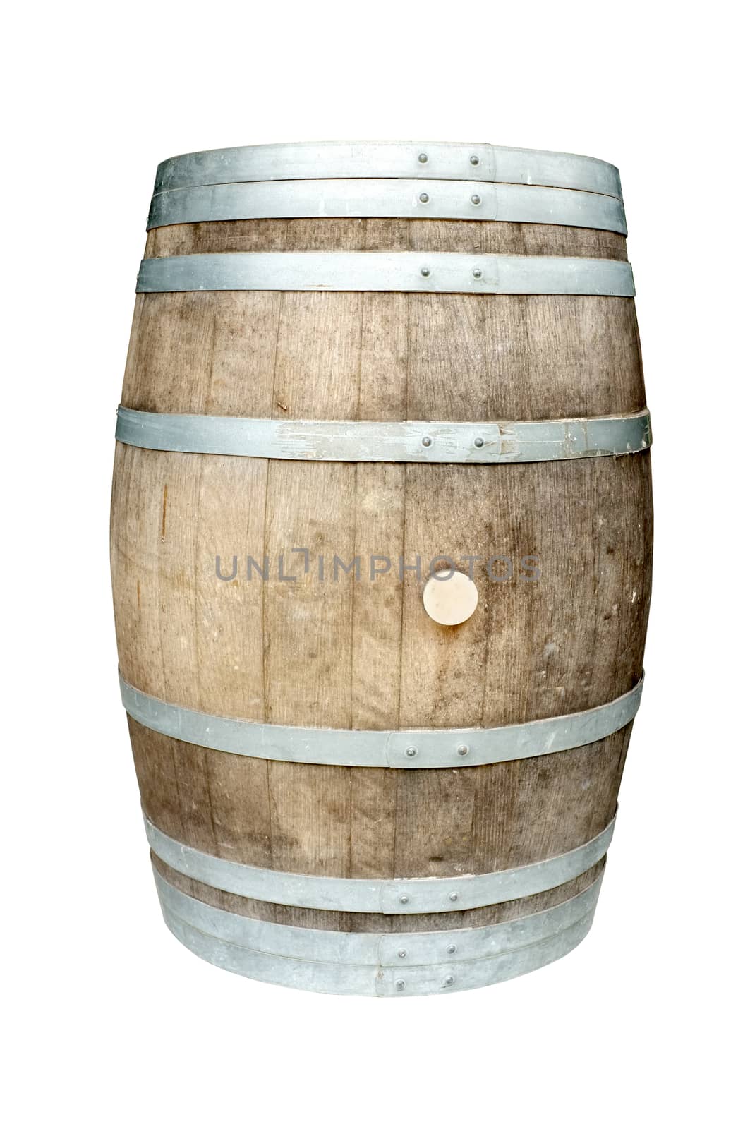 Old wooden barrel with iron rings