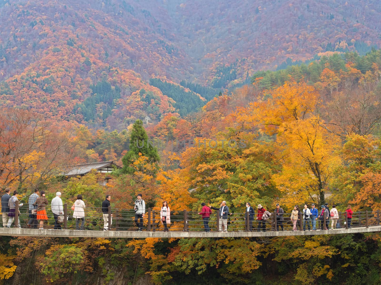 bridge crossing at shirakawago by zkruger