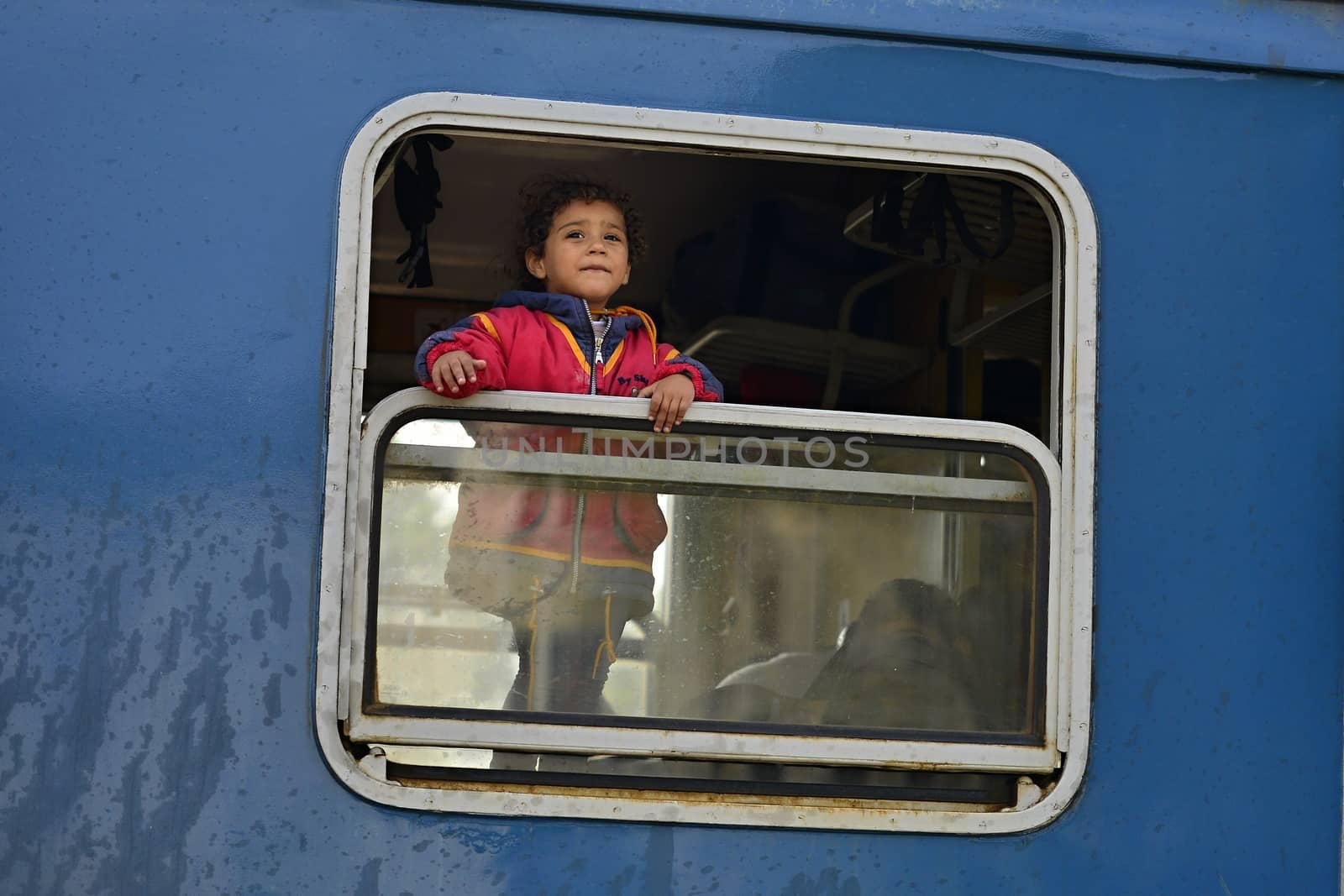 October 6,2015; Hegyeshalom in Hungary. Group of refugees leaving Hungary. They came to Hegyeshalom by train and then they leaving Hungary and go to Austria and then to Germany. Many of them escapes from home because of civil war. 