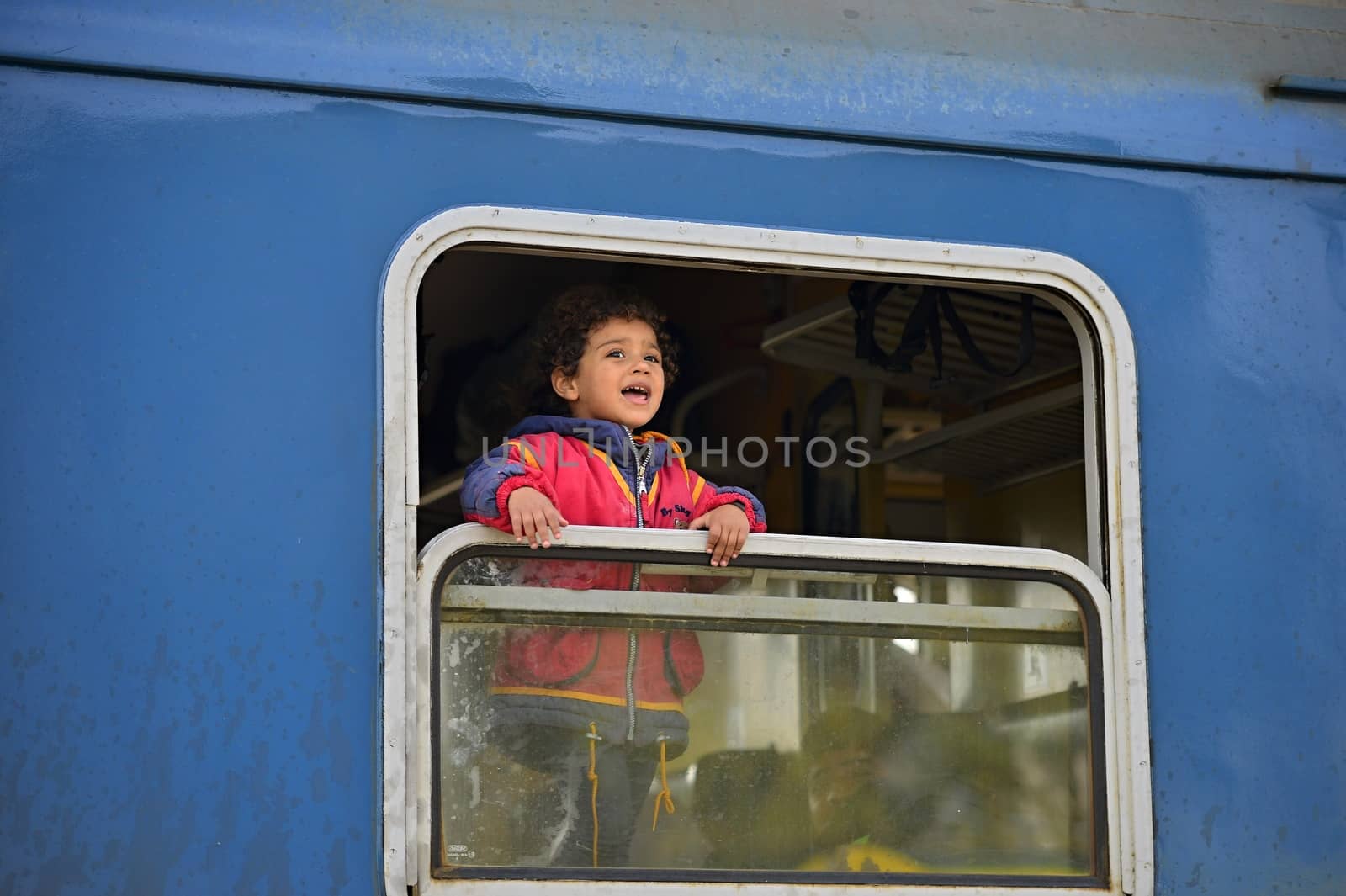 October 6,2015; Hegyeshalom in Hungary. Group of refugees leaving Hungary. They came to Hegyeshalom by train and then they leaving Hungary and go to Austria and then to Germany. Many of them escapes from home because of civil war. 