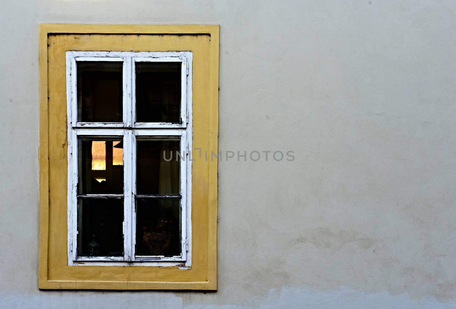 historical vintgage window in Prague castle complex 
