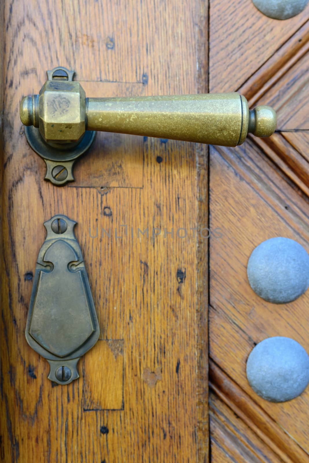 historical handle with nice wooden vintgage door