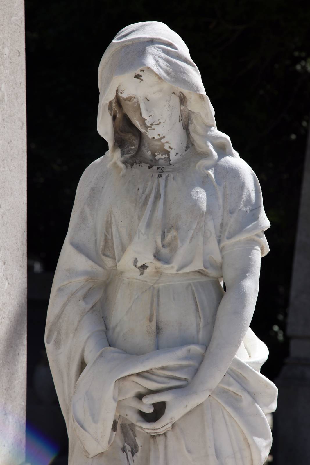 Detail of a mourning sculpture on a Mirogoj cemetery, Zagreb, Croatia