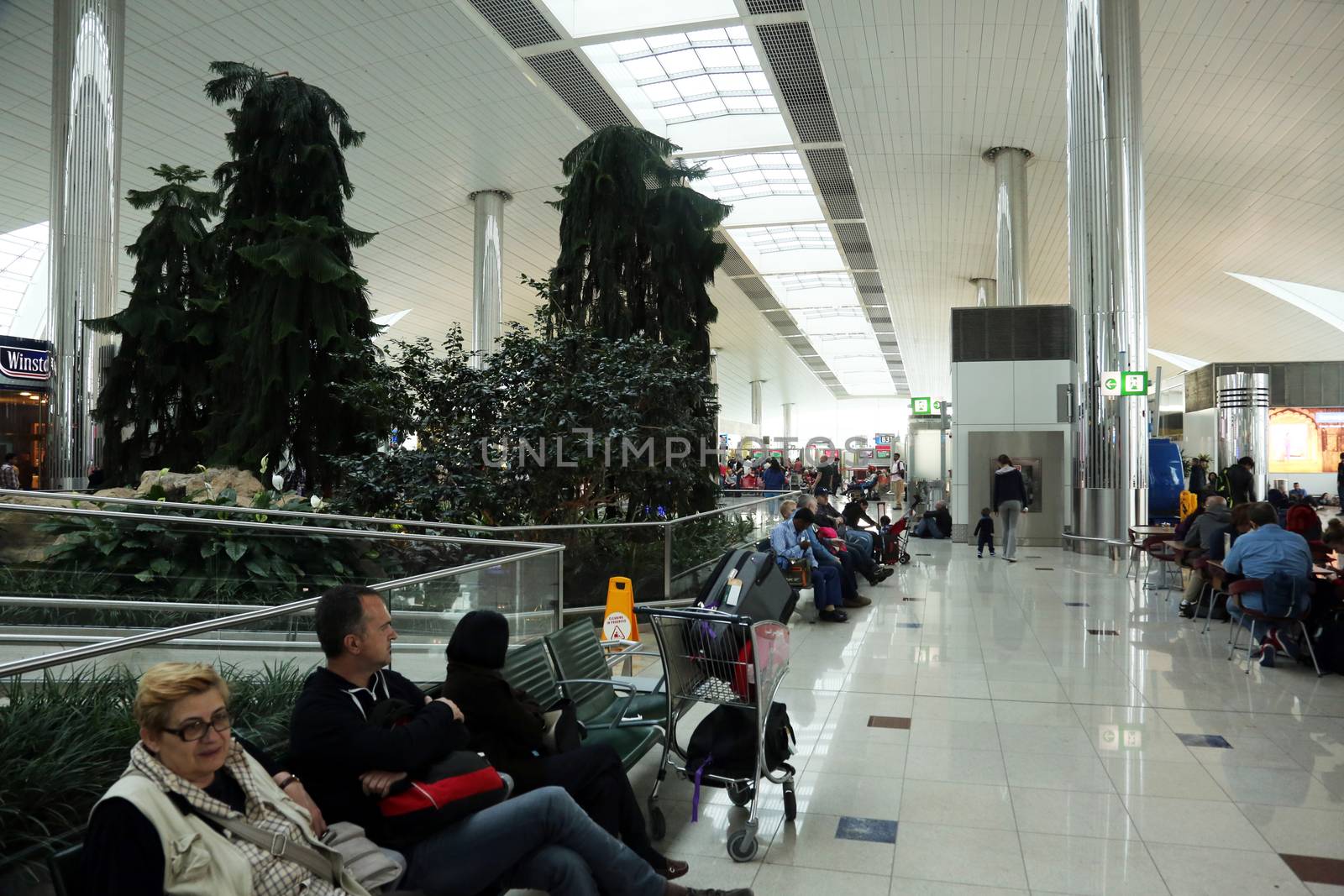 Recreation area in International airport on February 18, 2012 in Dubai, UAE. The airport is major aviation hub in the Middle East with max throughput of 80 millions passengers per year