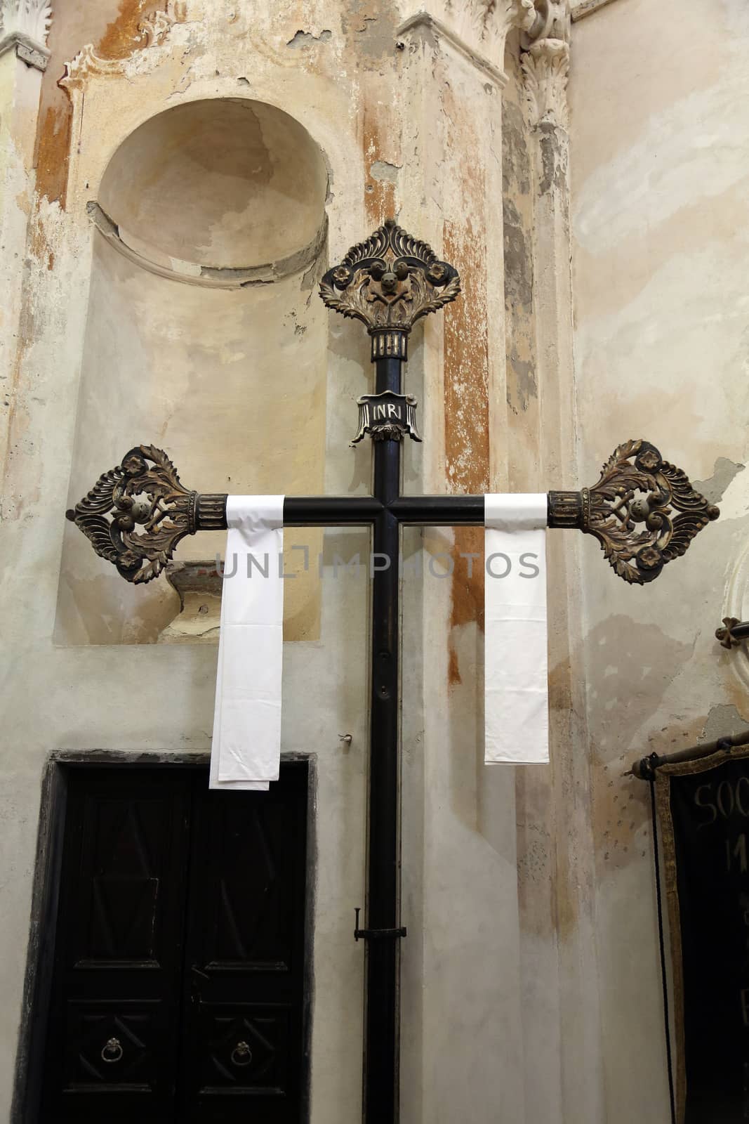 Cross in the Oratory of the Dead in the Old Town at Monterosso al Mare Cinque Terre Liguria Italy