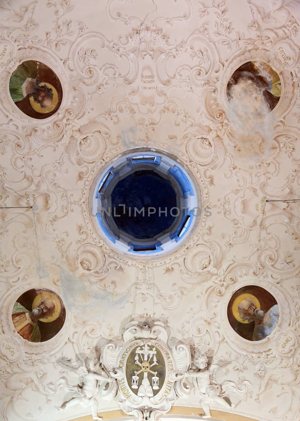Ceiling in the Oratory of the Dead in the Old Town at Monterosso al Mare Cinque Terre Liguria Italy