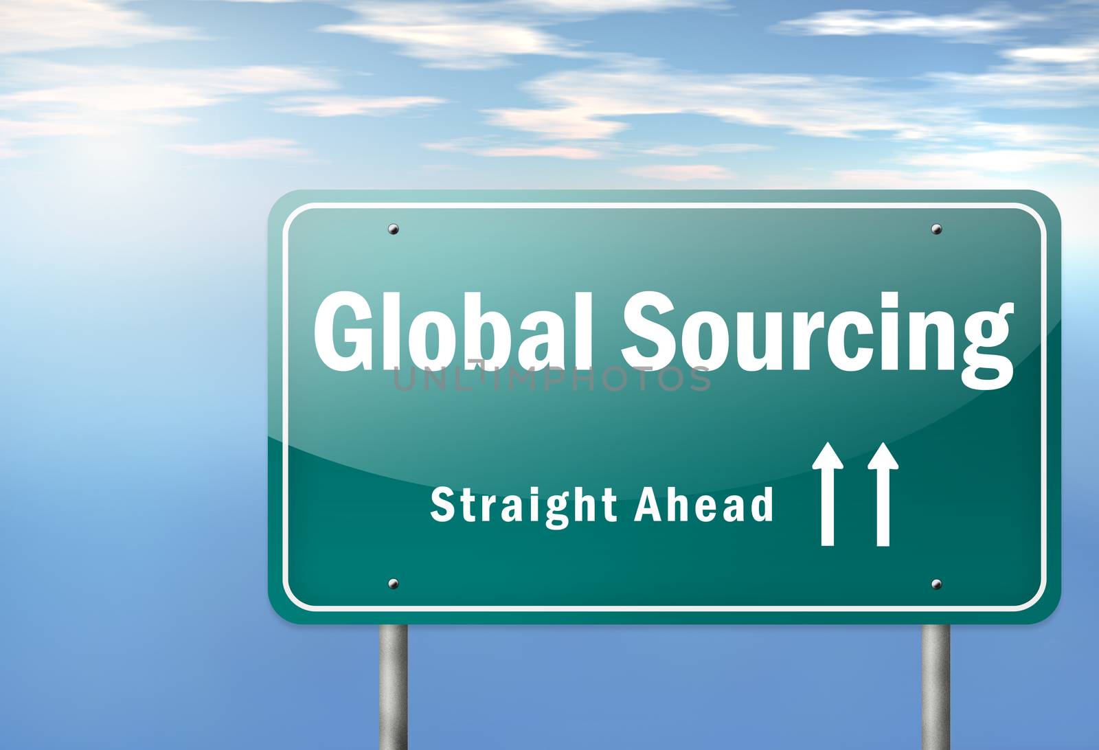Highway Signpost with Global Sourcing wording
