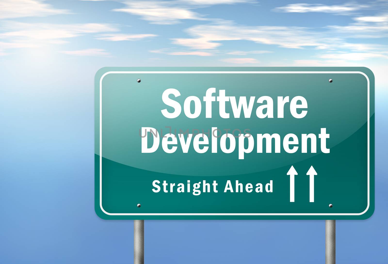 Highway Signpost with Software Development wording