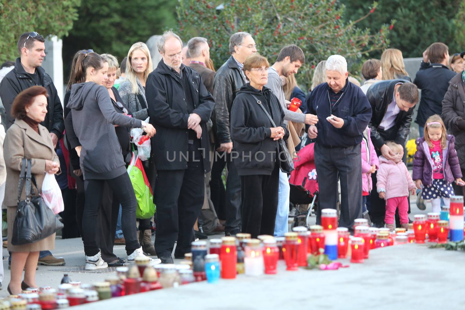 Zagreb cemetery Mirogoj on All Saints Day by atlas