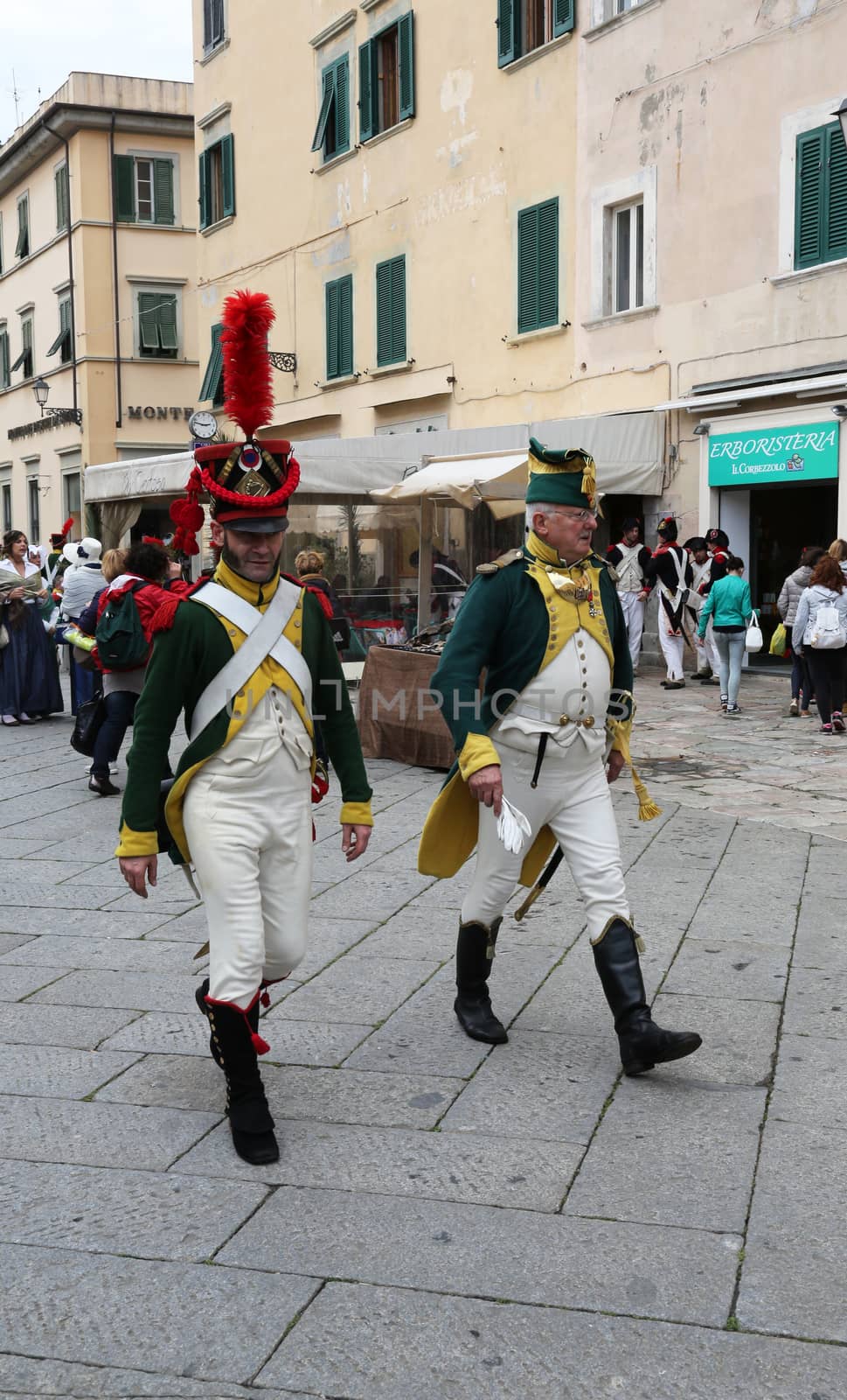 The Italian island where Napoleon was sent into exile in 1814 marked the 200th anniversary of the emperor's arrival on Sunday with a re-enactment by enthusiasts from across Europe on May 03, 2014 in Portoferraio, Italy