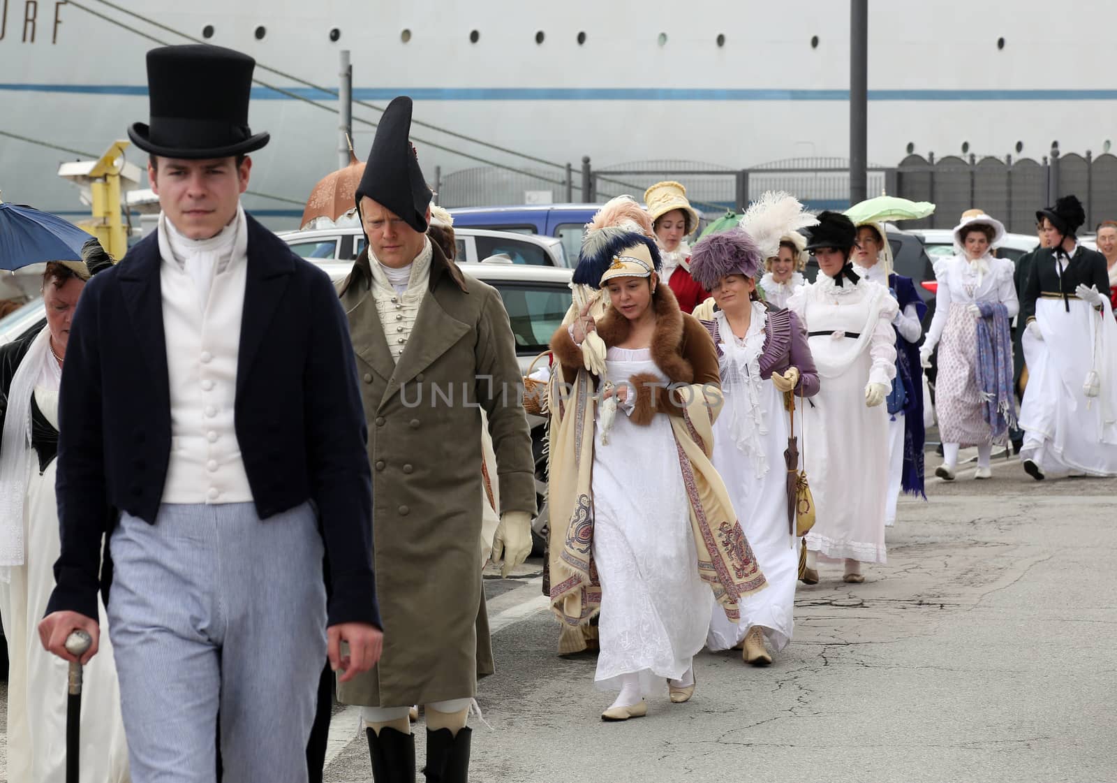 The Italian island where Napoleon was sent into exile in 1814 marked the 200th anniversary of the emperor's arrival on Sunday with a re-enactment by enthusiasts from across Europe on May 03, 2014 in Portoferraio, Italy