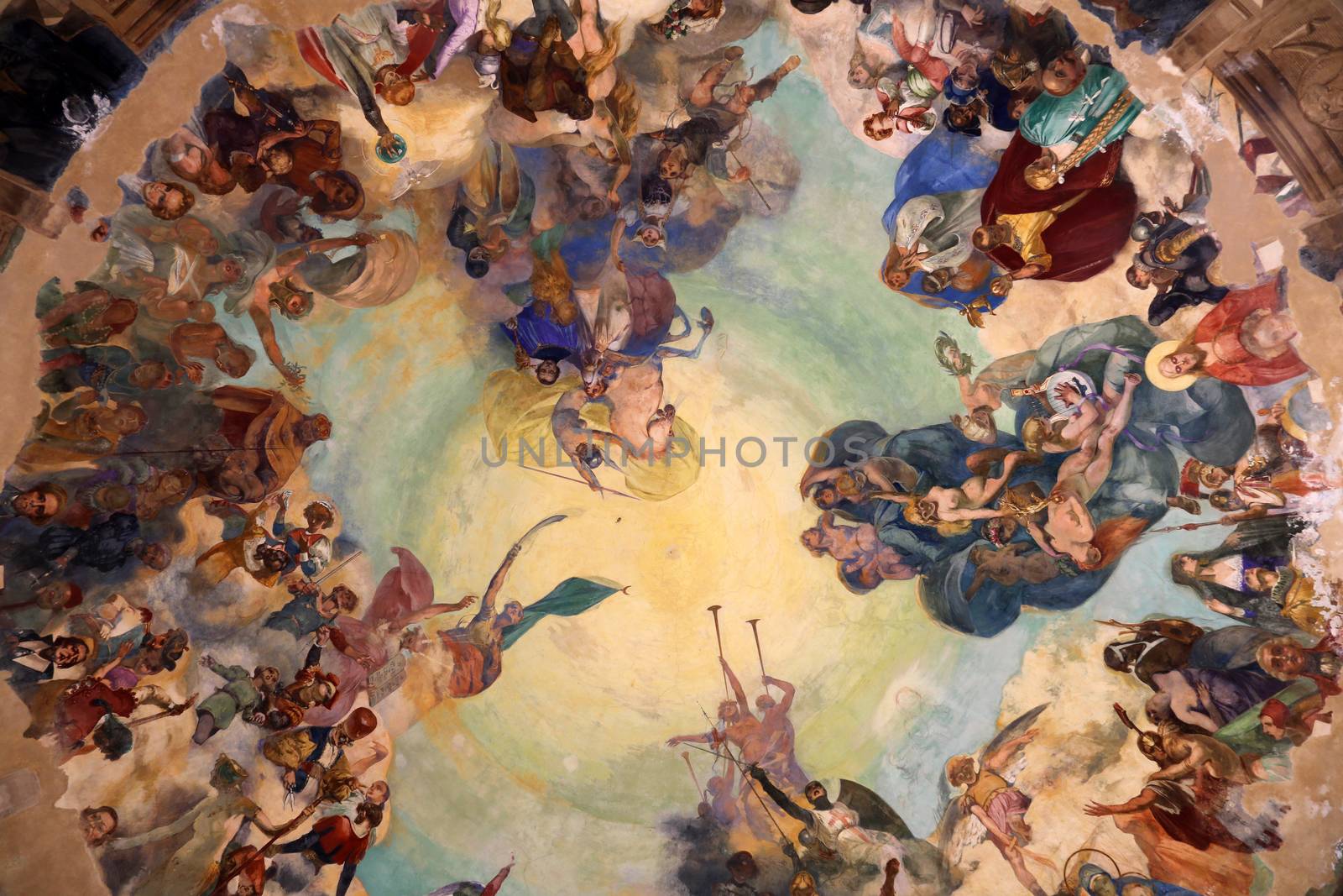 The frescoed dome of the Music Kiosk, a monument built by the migrants Rapallo in Chile