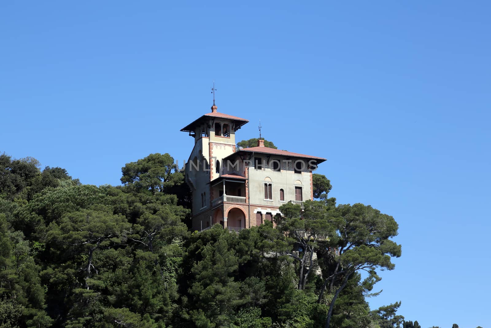 Beautiful old villa on the cliff in Portofino, Italy