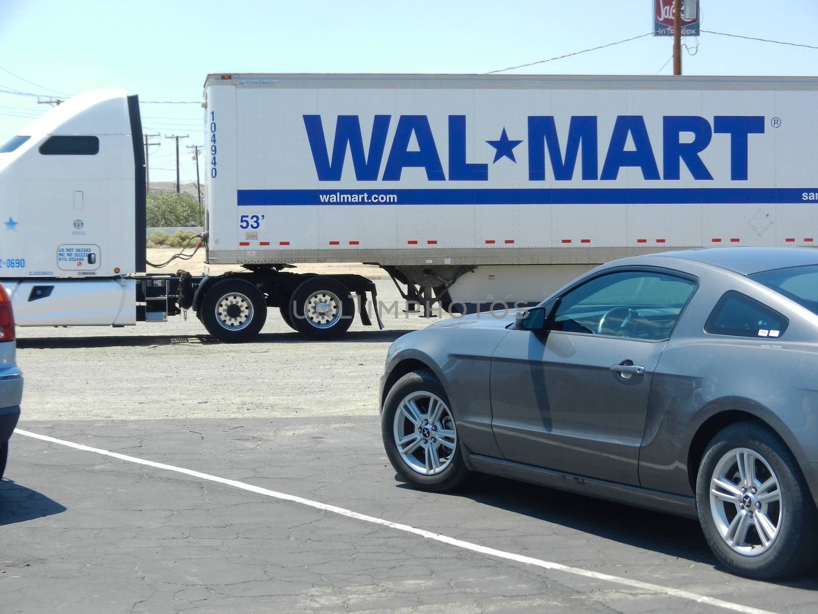 Sonora - JUL 22 : Wal-Mart Delivery Truck parked in the parking lot of a Walmart supermarket, Tuolumne County on July 22, 2015 in Sonora, California