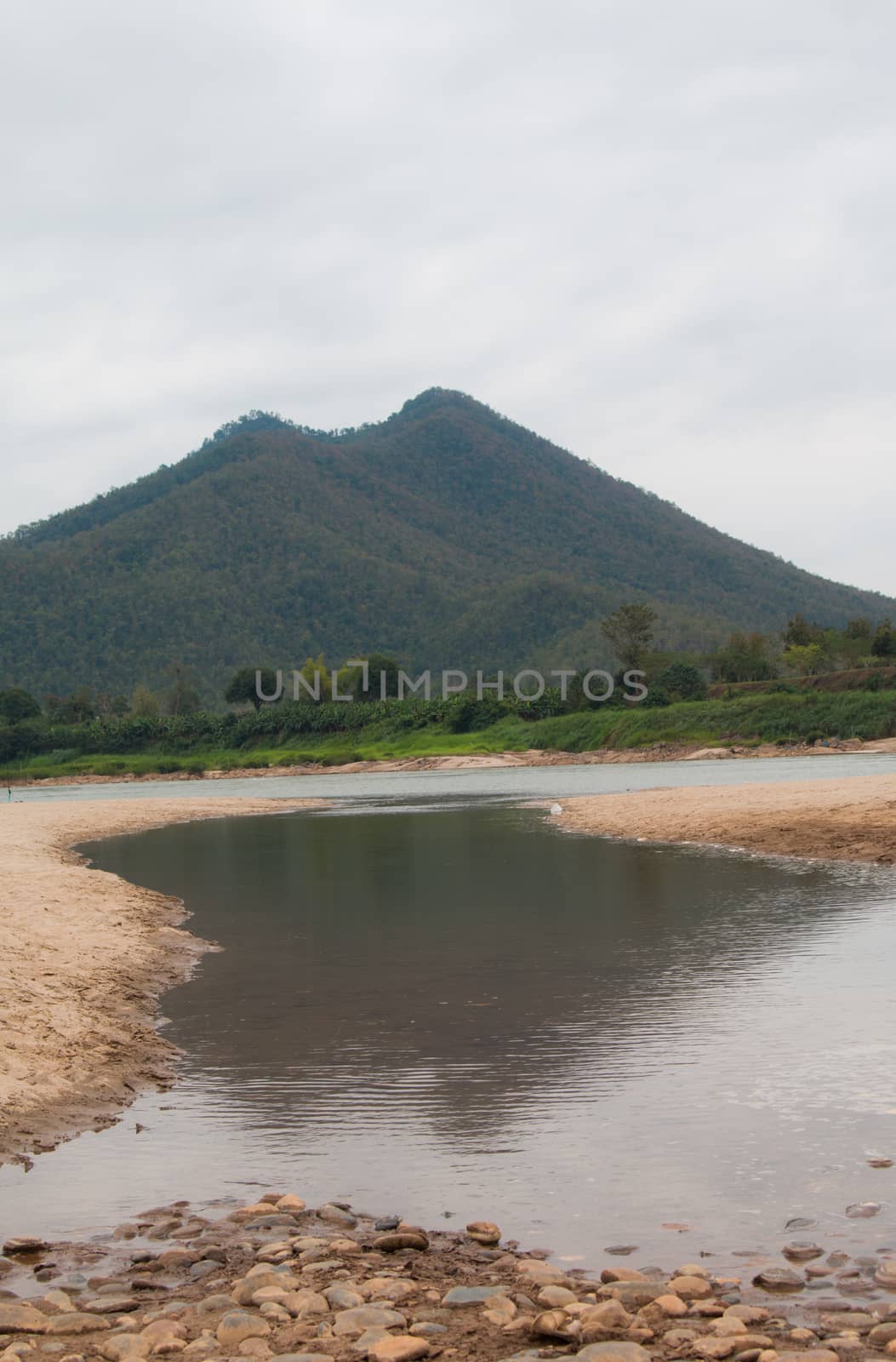 Landscape river and mountain town of Chiang Khan in Loei, Thailand