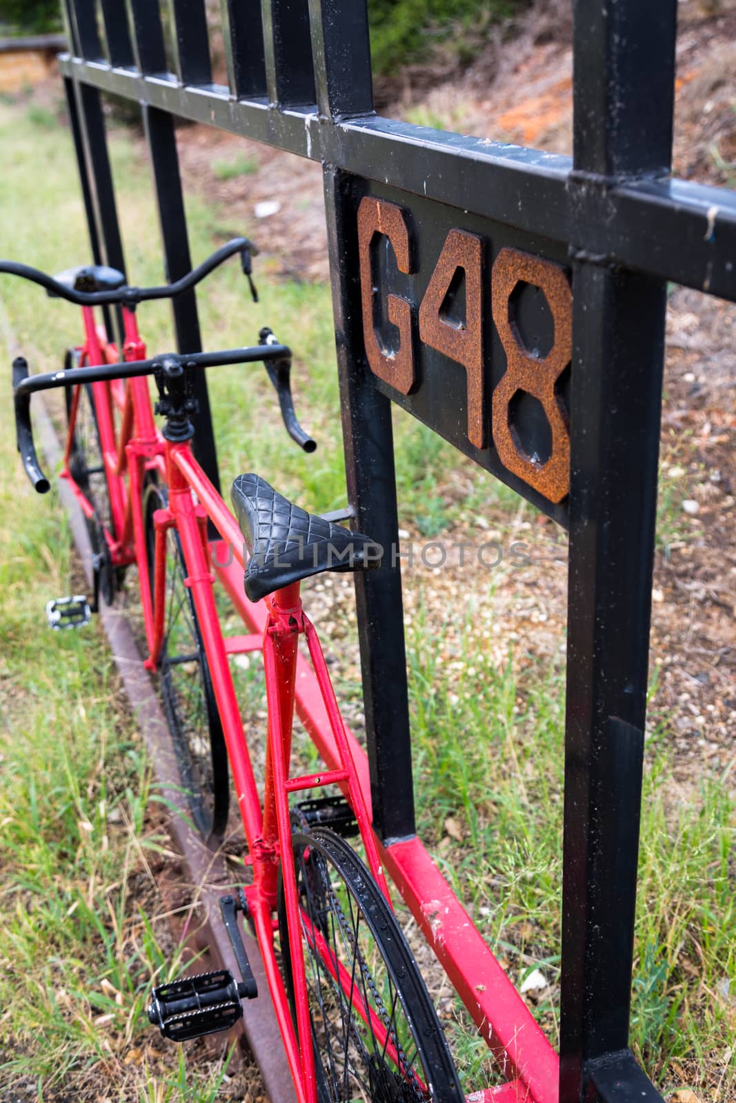 RUTHERGLEN, VICTORIA/AUSTRALIA - JANUARY 27 2016: A bicycle sculpture by George Van De Ven in Rutherglen, Australia.