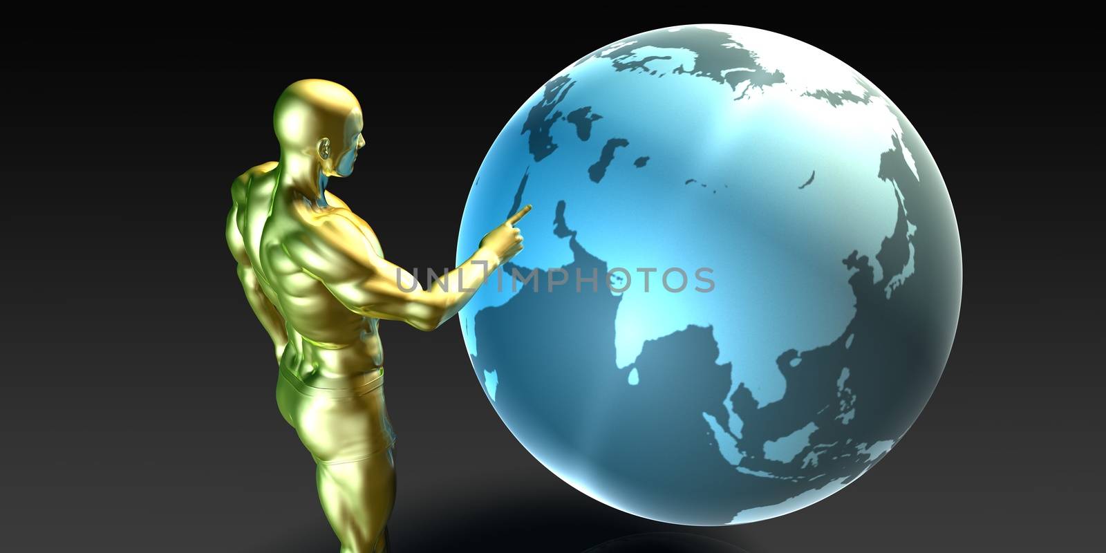 Businessman Pointing at Middle East or Arab States Concept
