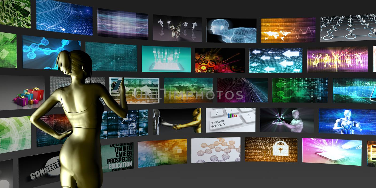 Video Streaming as Technology Concept with Lady Watching