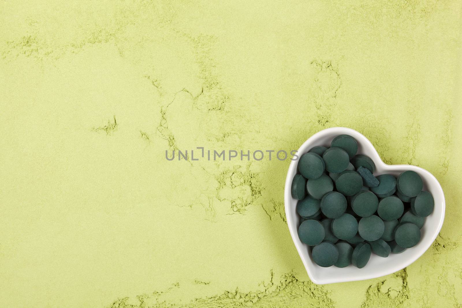 Chlorella and spirulina background. by eskymaks