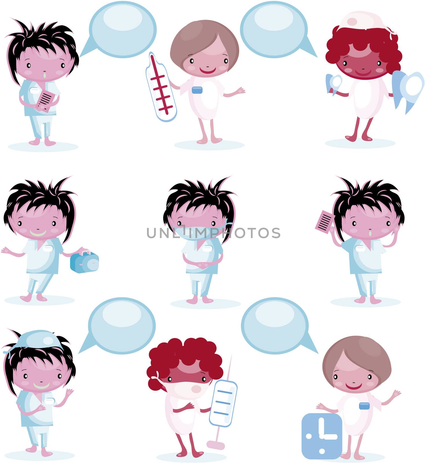 Group of Medical people icons with bubble speech  by IconsJewelry