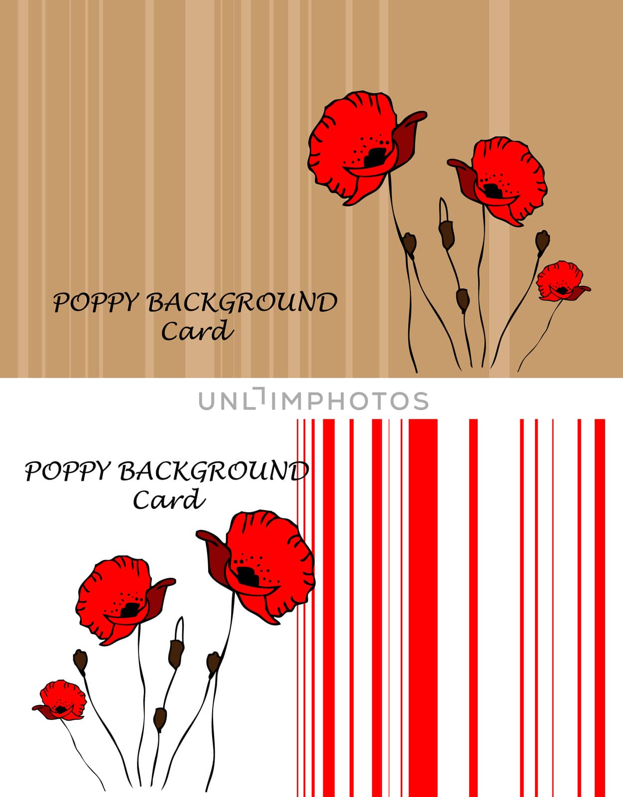 Poppy background, fake paper card