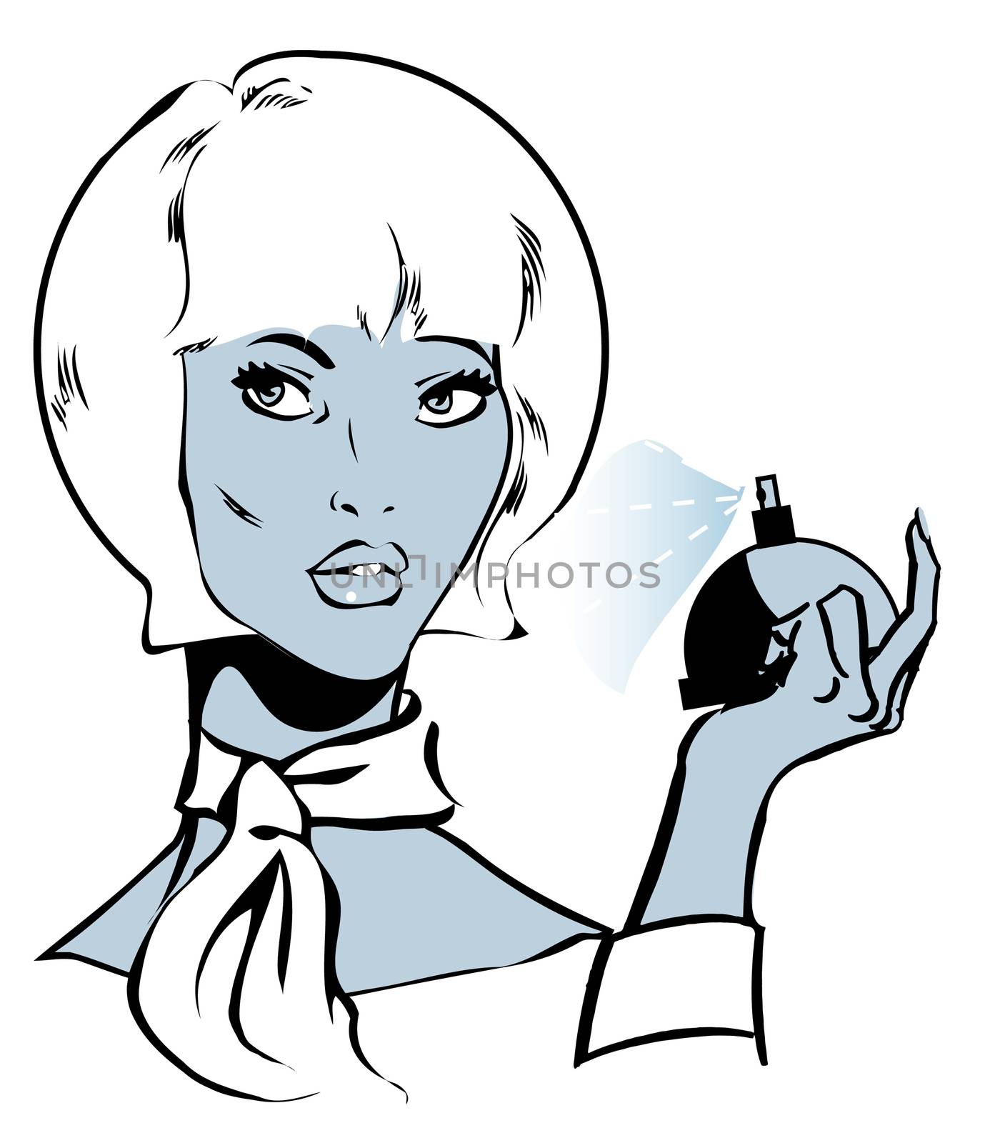 Beautiful woman with perfumes, vector illustration background by IconsJewelry