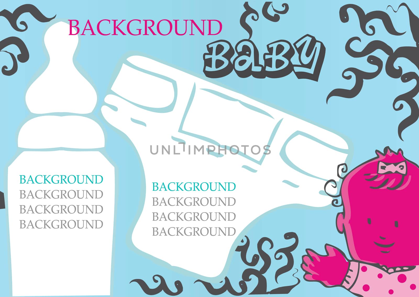 baby, child vector background, icons set girl, food, care icons