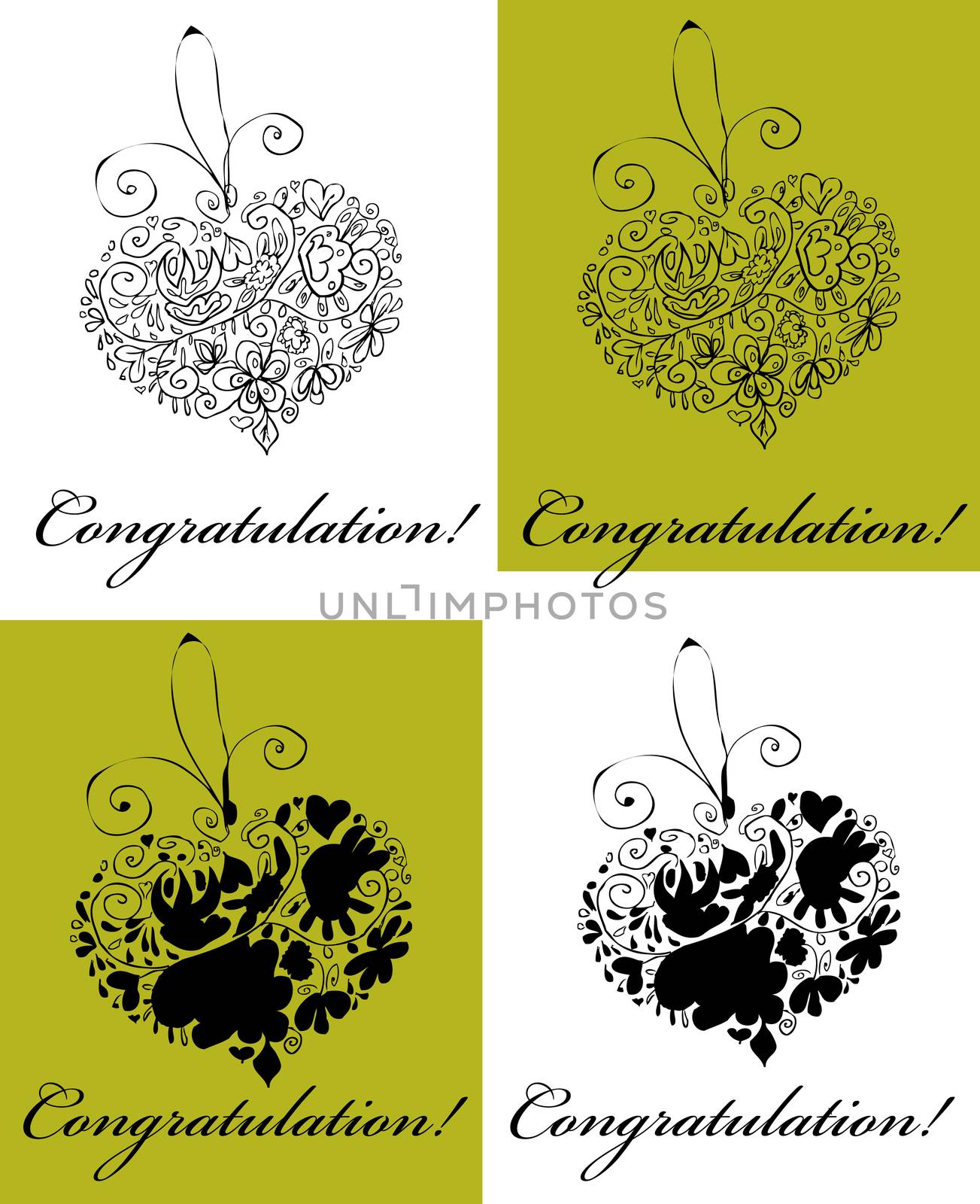 Heart,fake tattoo love card, Stylized Heart congratulation poste by IconsJewelry