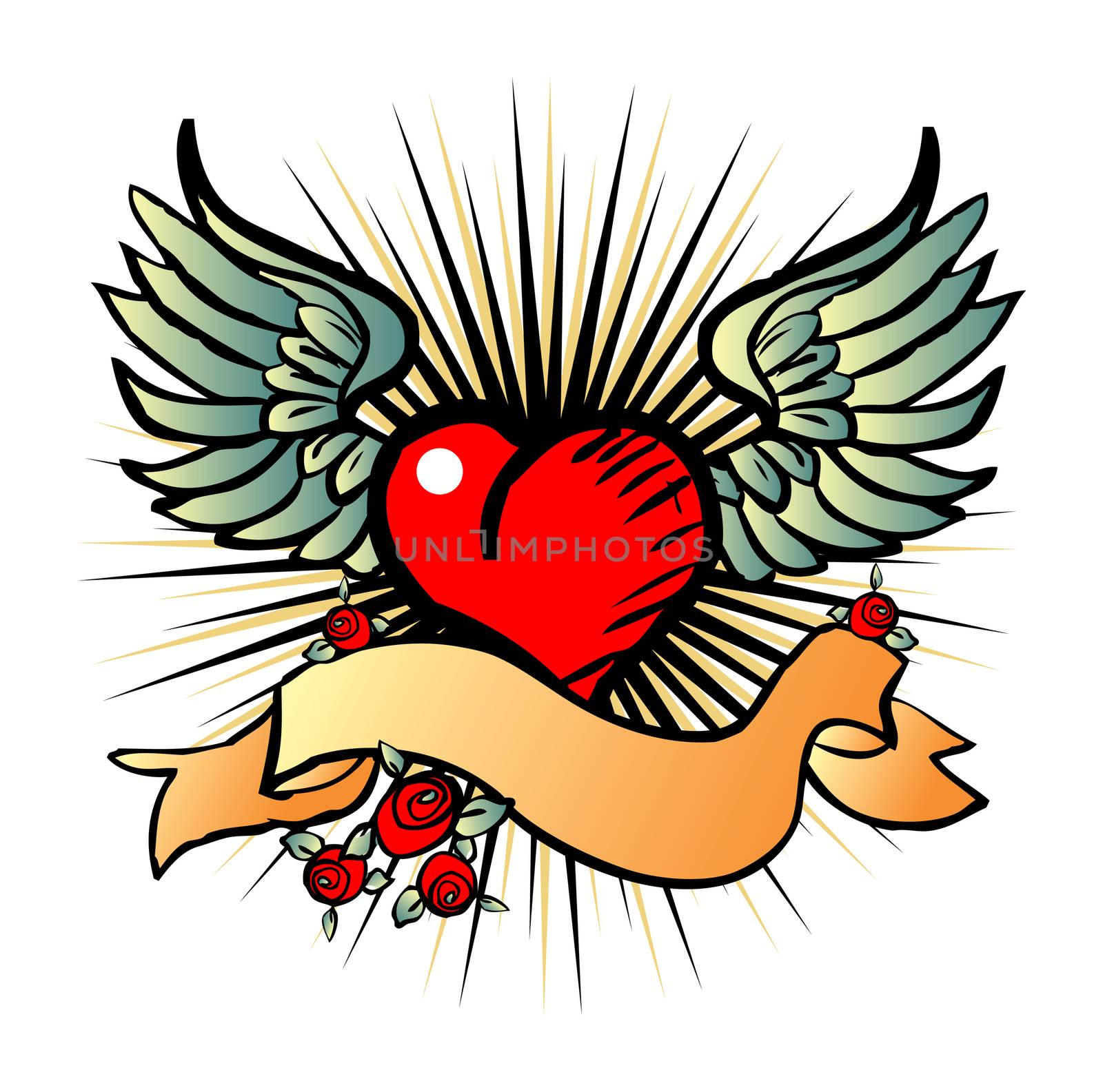 Tatto style emblem, vector love by IconsJewelry