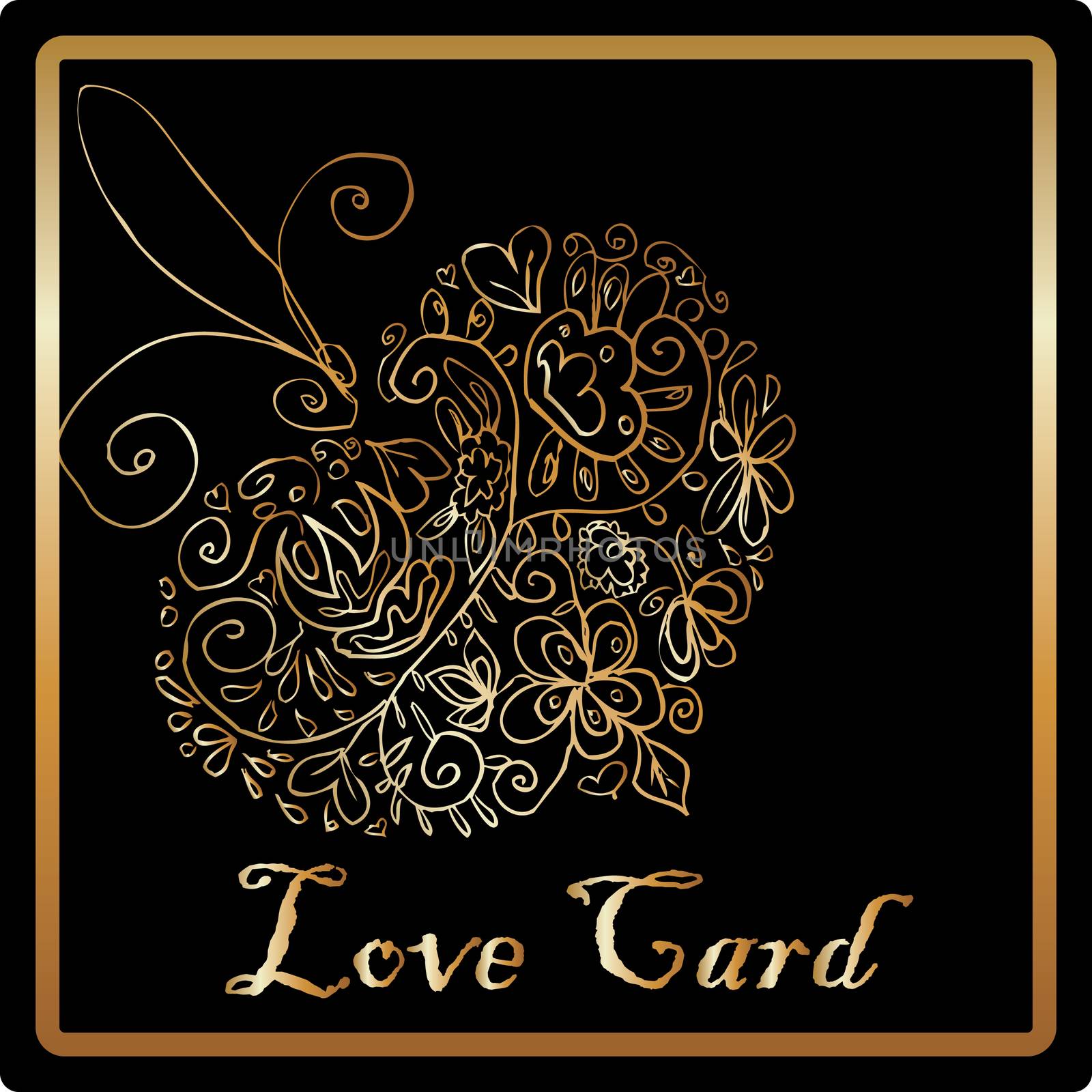 Gold elegant love heart card